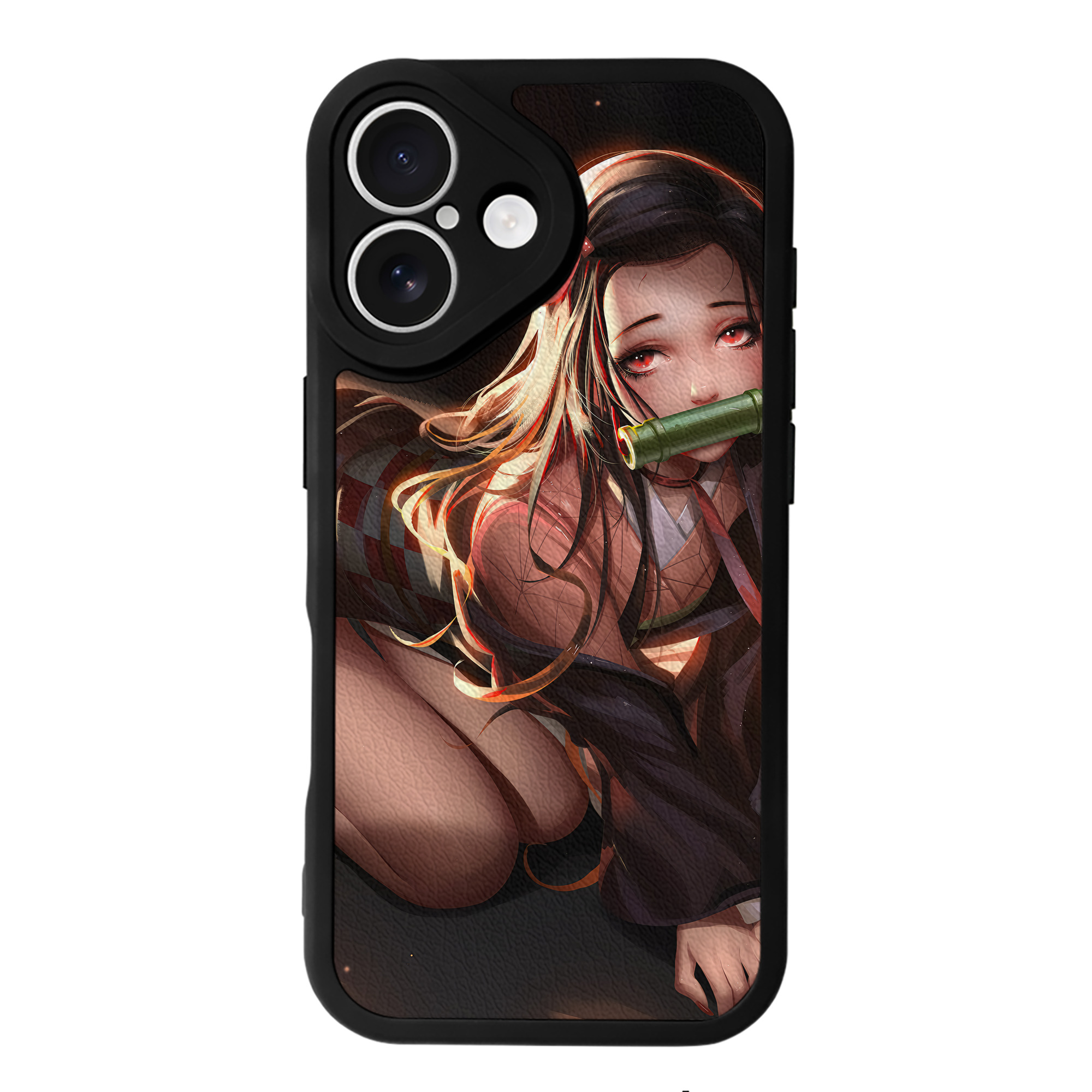 （画像用） 鬼滅の刃（きめつのやいば）竈門 禰󠄀豆子／かまど ねずこ Kamado Nezuko 【iPhone 16シリーズ対応】シリコンスマホケース（レザー調） 材質：シリコン